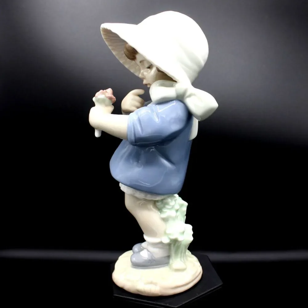 Vintage NAO by Llardo Figurine 1315 Girl with Pink Flower Spanish Porcelain